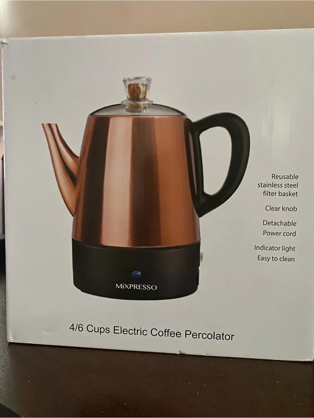 Copper Electric Coffee Percolator - Copper/Black